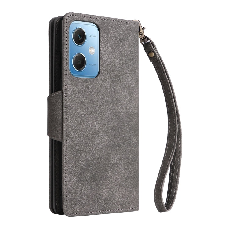 For Xiaomi Redmi Note 12 5G Global / Poco X5 Rivet Buckle 9 Cards Three Fold Leather Phone Case