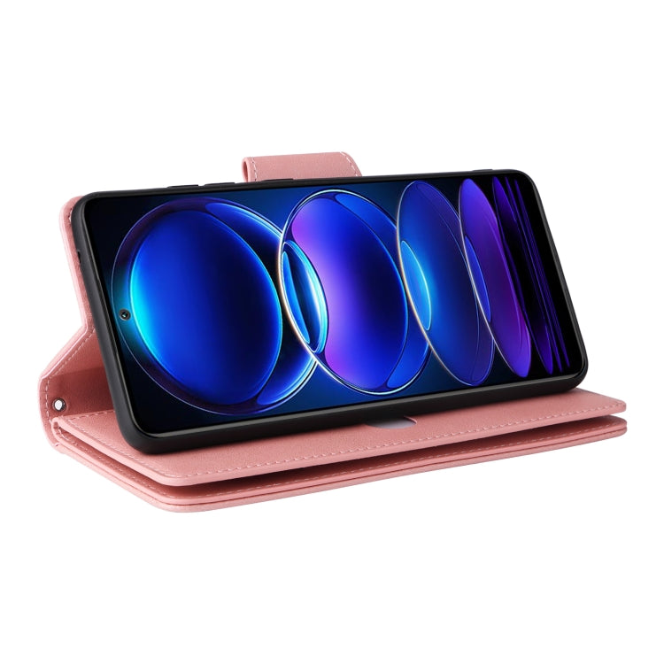 For Xiaomi Redmi Note 12 5G Global / Poco X5 Rivet Buckle 9 Cards Three Fold Leather Phone Case