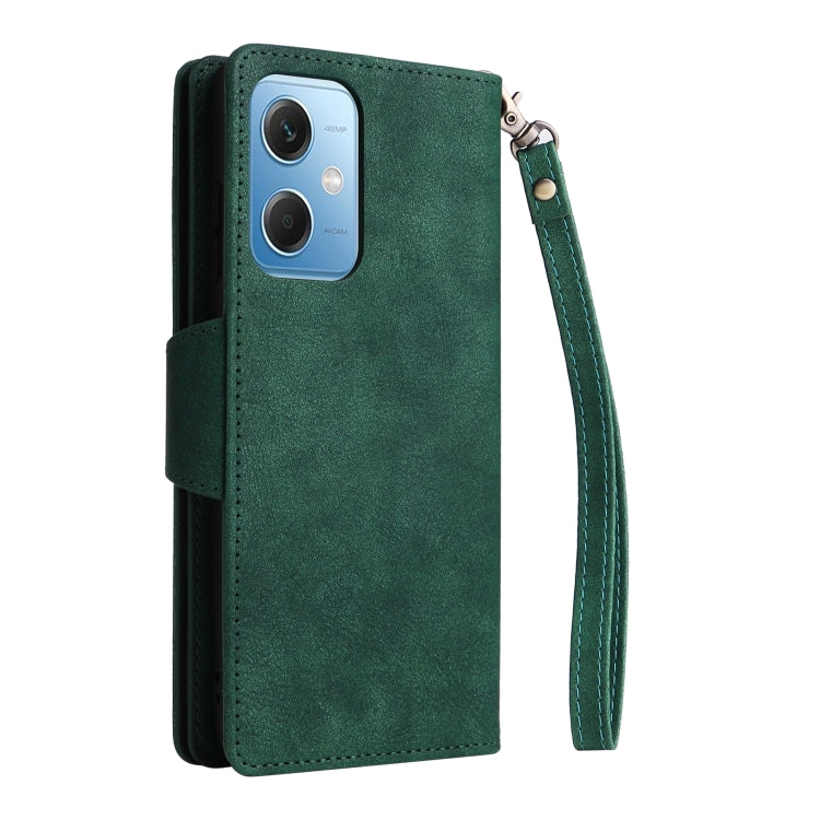 For Xiaomi Redmi Note 12 5G Global / Poco X5 Rivet Buckle 9 Cards Three Fold Leather Phone Case