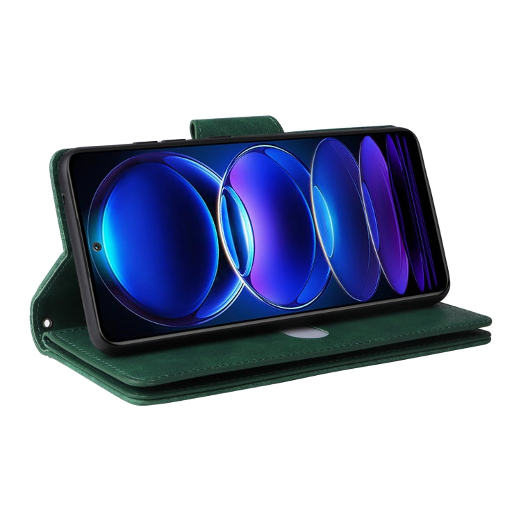 For Xiaomi Redmi Note 12 5G Global / Poco X5 Rivet Buckle 9 Cards Three Fold Leather Phone Case