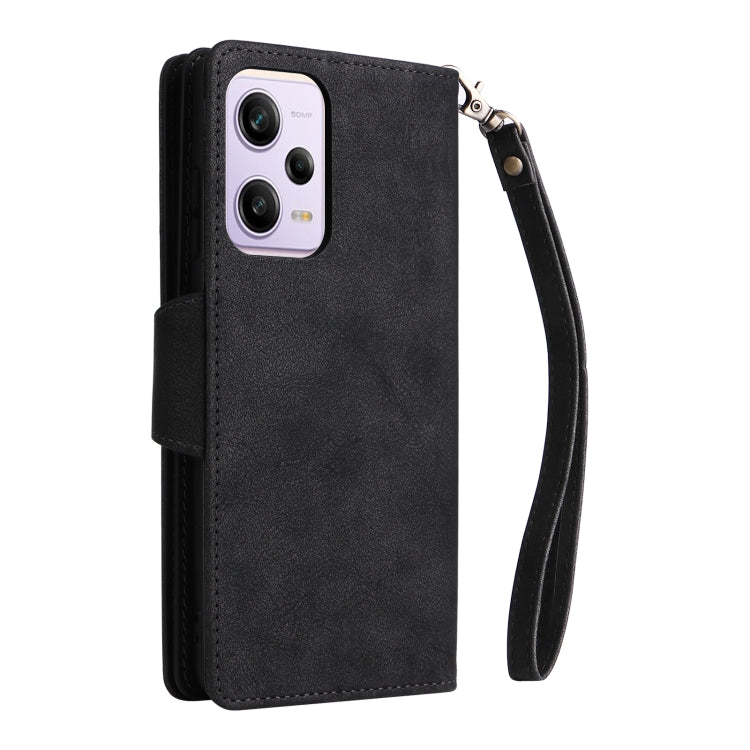 For Xiaomi Redmi Note 12 Pro 5G Speed / Note 12 Pro 5G Global / Poco X5 Pro Rivet Buckle 9 Cards Three Fold Leather Phone Case