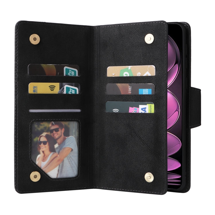 For Xiaomi Redmi Note 12 Pro 5G Speed / Note 12 Pro 5G Global / Poco X5 Pro Rivet Buckle 9 Cards Three Fold Leather Phone Case