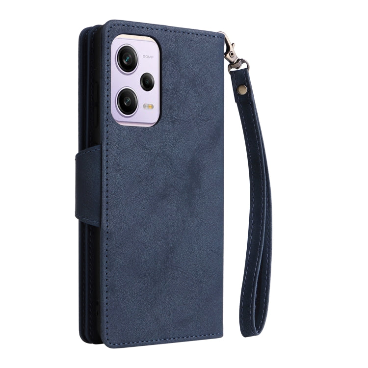 For Xiaomi Redmi Note 12 Pro 5G Speed / Note 12 Pro 5G Global / Poco X5 Pro Rivet Buckle 9 Cards Three Fold Leather Phone Case