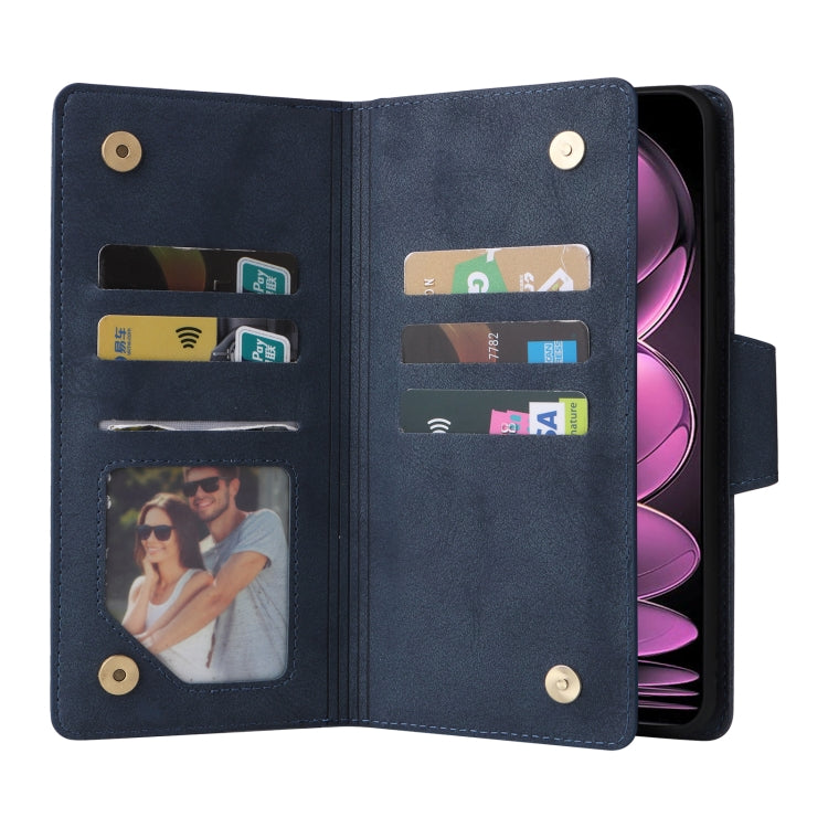 For Xiaomi Redmi Note 12 Pro 5G Speed / Note 12 Pro 5G Global / Poco X5 Pro Rivet Buckle 9 Cards Three Fold Leather Phone Case