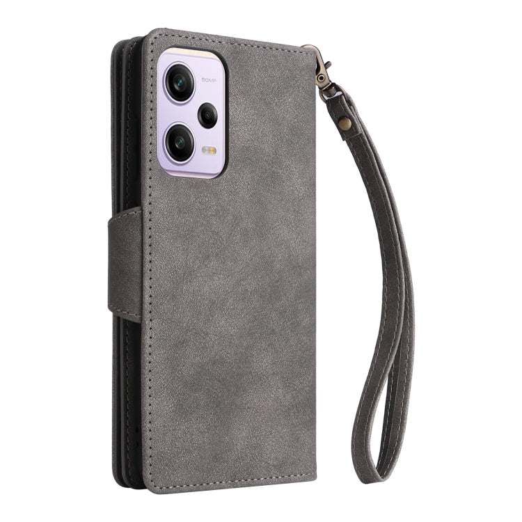 For Xiaomi Redmi Note 12 Pro 5G Speed / Note 12 Pro 5G Global / Poco X5 Pro Rivet Buckle 9 Cards Three Fold Leather Phone Case