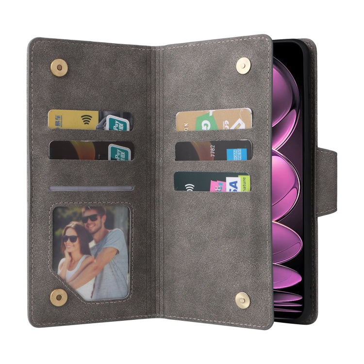 For Xiaomi Redmi Note 12 Pro 5G Speed / Note 12 Pro 5G Global / Poco X5 Pro Rivet Buckle 9 Cards Three Fold Leather Phone Case