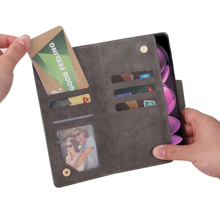 For Xiaomi Redmi Note 12 Pro 5G Speed / Note 12 Pro 5G Global / Poco X5 Pro Rivet Buckle 9 Cards Three Fold Leather Phone Case