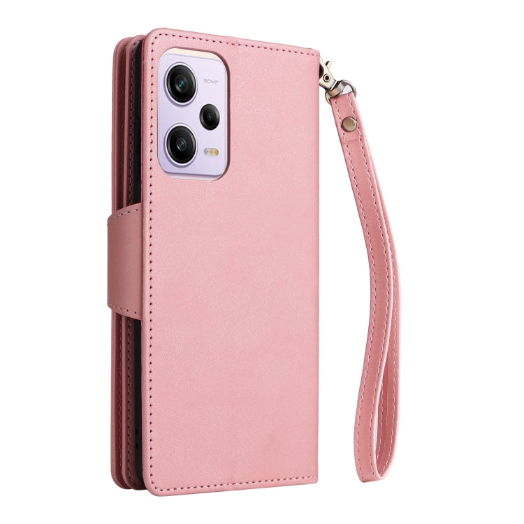 For Xiaomi Redmi Note 12 Pro 5G Speed / Note 12 Pro 5G Global / Poco X5 Pro Rivet Buckle 9 Cards Three Fold Leather Phone Case