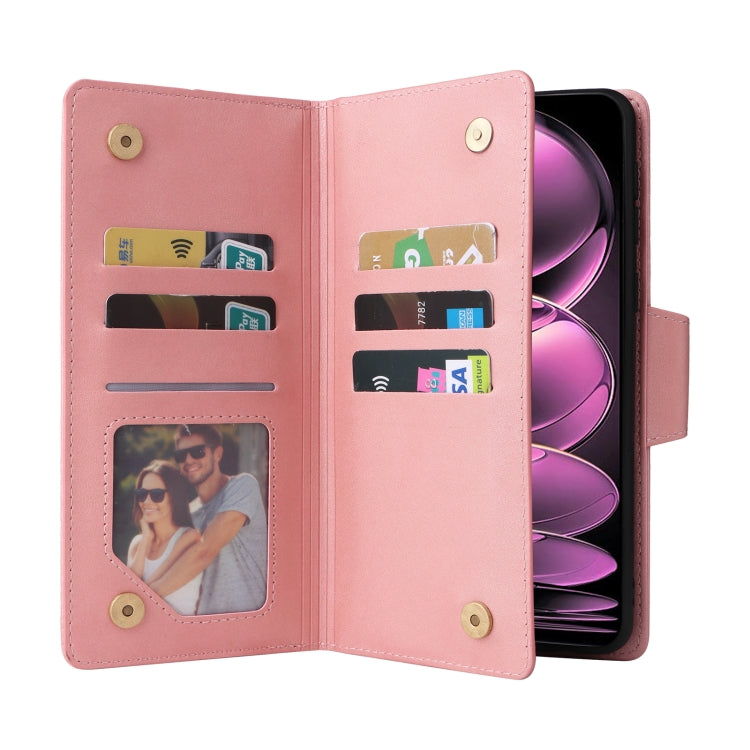 For Xiaomi Redmi Note 12 Pro 5G Speed / Note 12 Pro 5G Global / Poco X5 Pro Rivet Buckle 9 Cards Three Fold Leather Phone Case