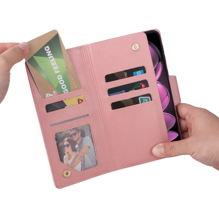 For Xiaomi Redmi Note 12 Pro 5G Speed / Note 12 Pro 5G Global / Poco X5 Pro Rivet Buckle 9 Cards Three Fold Leather Phone Case