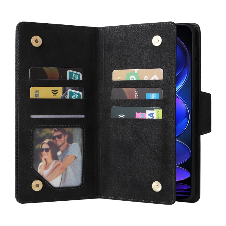 For Xiaomi Redmi Note 12 Explorer / Note 12 Pro+ Global Rivet Buckle 9 Cards Three Fold Leather Phone Case