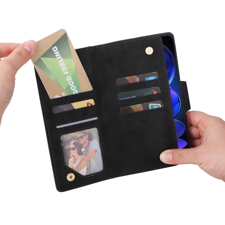 For Xiaomi Redmi Note 12 Explorer / Note 12 Pro+ Global Rivet Buckle 9 Cards Three Fold Leather Phone Case