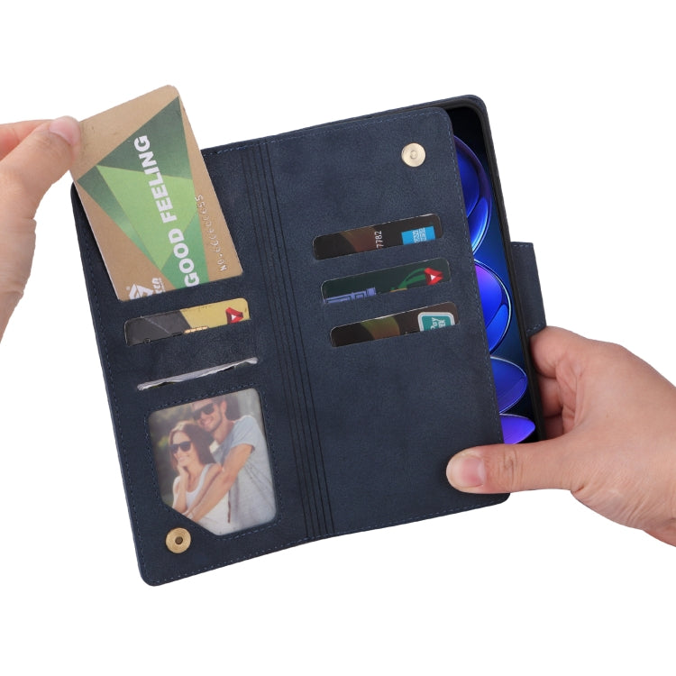 For Xiaomi Redmi Note 12 Explorer / Note 12 Pro+ Global Rivet Buckle 9 Cards Three Fold Leather Phone Case