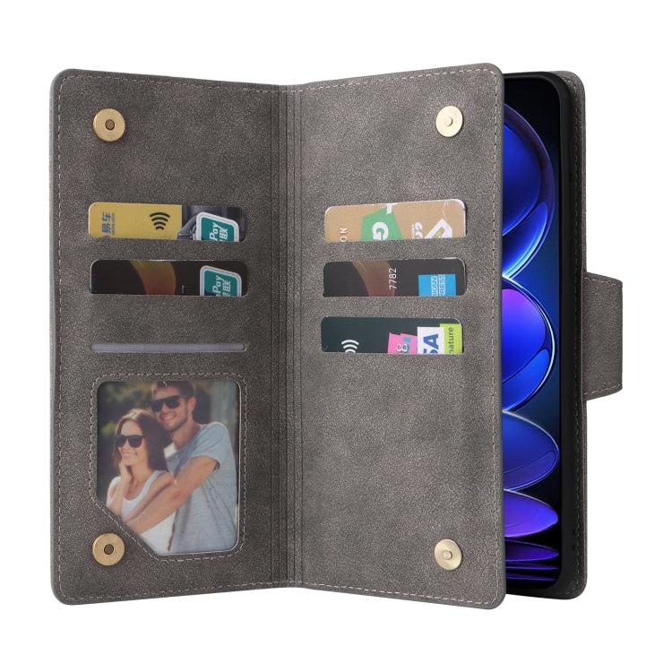 For Xiaomi Redmi Note 12 Explorer / Note 12 Pro+ Global Rivet Buckle 9 Cards Three Fold Leather Phone Case