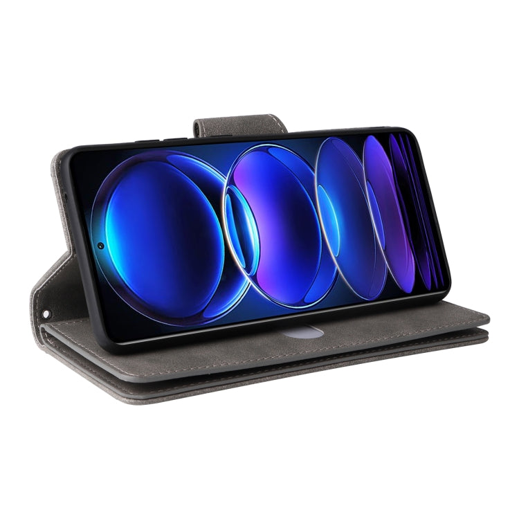 For Xiaomi Redmi Note 12 Explorer / Note 12 Pro+ Global Rivet Buckle 9 Cards Three Fold Leather Phone Case