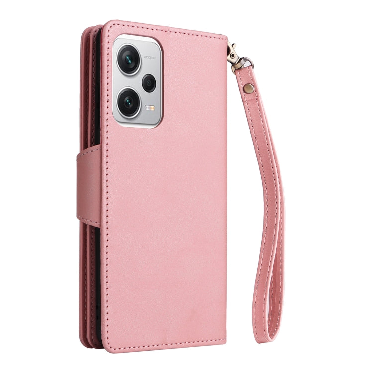 For Xiaomi Redmi Note 12 Explorer / Note 12 Pro+ Global Rivet Buckle 9 Cards Three Fold Leather Phone Case