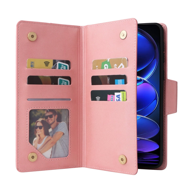 For Xiaomi Redmi Note 12 Explorer / Note 12 Pro+ Global Rivet Buckle 9 Cards Three Fold Leather Phone Case