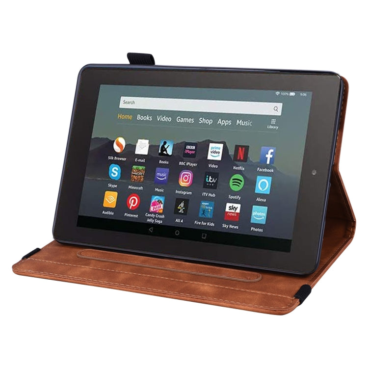 For Amazon Kindle Fire 7 2022 Calf Texture Embossed Flip Leather Tablet Case