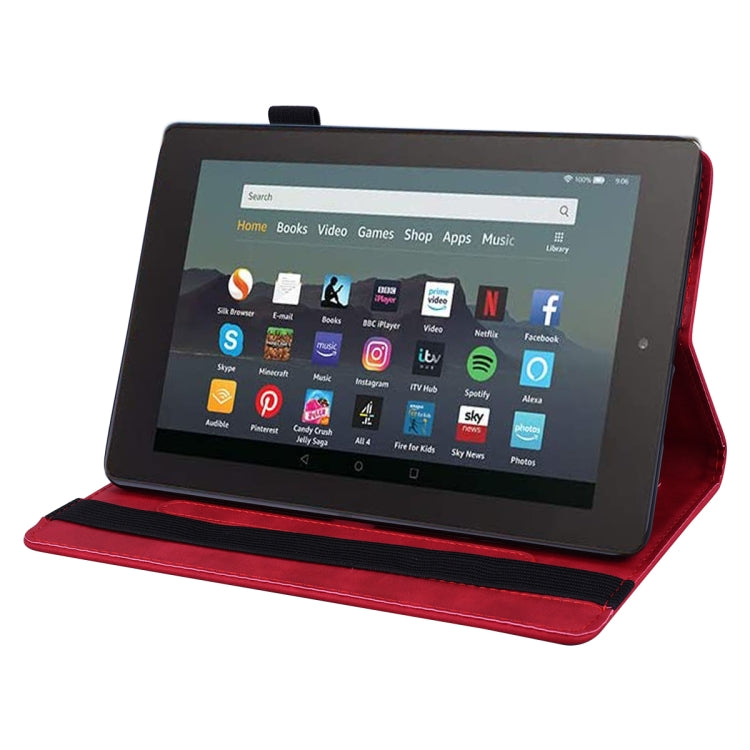 For Amazon Kindle Fire 7 2022 Calf Texture Embossed Flip Leather Tablet Case