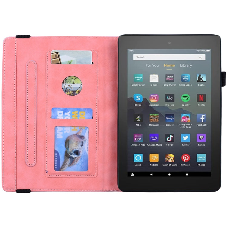 For Amazon Kindle Fire 7 2022 Calf Texture Embossed Flip Leather Tablet Case