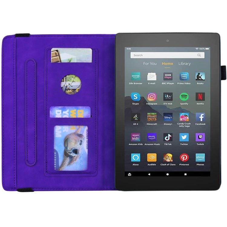 For Amazon Kindle Fire 7 2022 Calf Texture Embossed Flip Leather Tablet Case