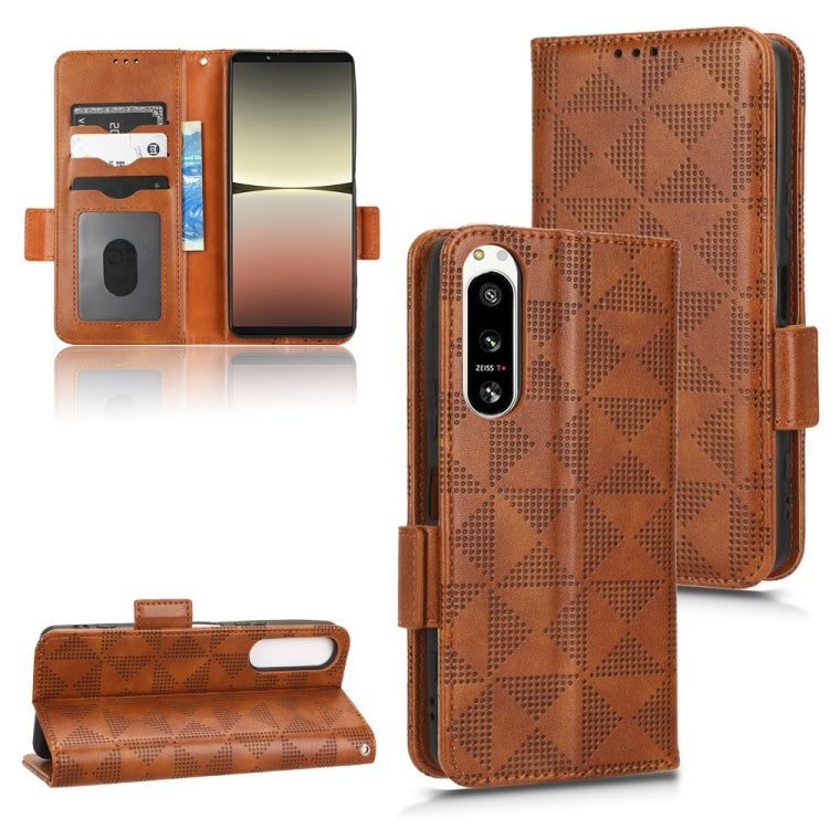 For Sony Xperia 5 IV Symmetrical Triangle Leather Phone Case