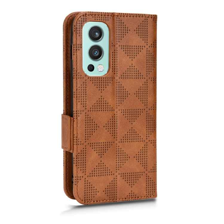 For OnePlus Nord 2 5G Symmetrical Triangle Leather Phone Case