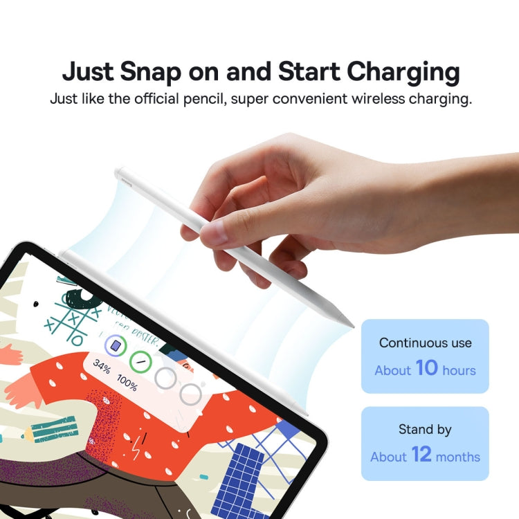 Baseus SXBC060002 2 Series Wireless Charging Capacitive Writing Stylus, Active Version(White)