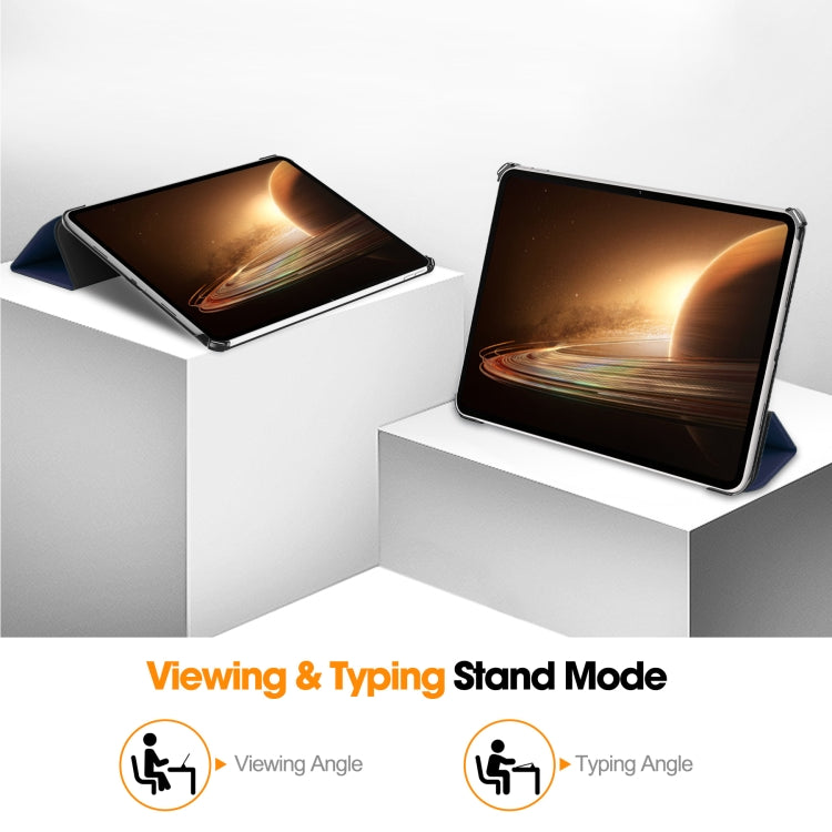 For OPPO Pad 2 11.6 inch Custer Pure Color 3-Fold Holder Smart Leather Tablet Case