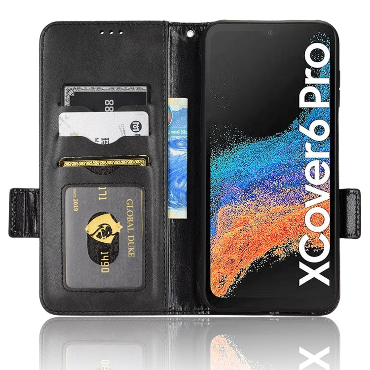 For Samsung Galaxy Xcover 6 Pro Symmetrical Triangle Leather Phone Case