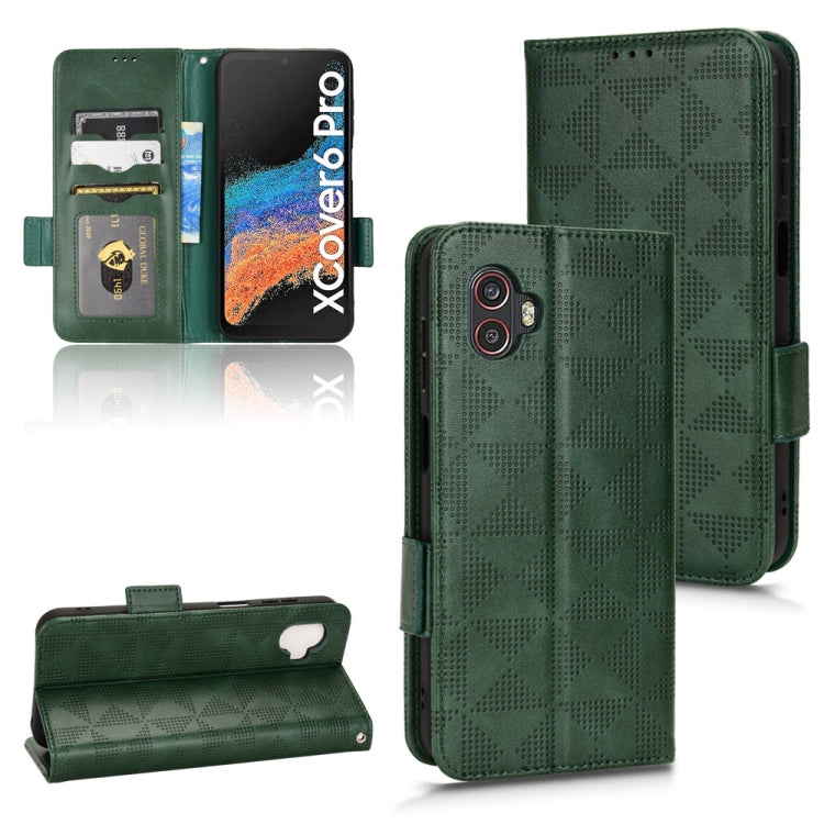 For Samsung Galaxy Xcover 6 Pro Symmetrical Triangle Leather Phone Case