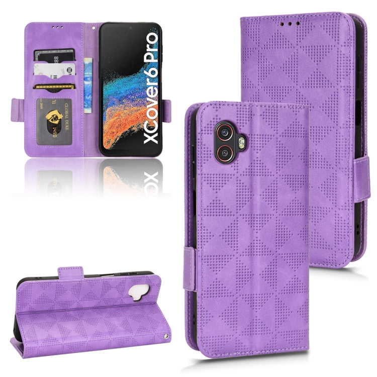 For Samsung Galaxy Xcover 6 Pro Symmetrical Triangle Leather Phone Case