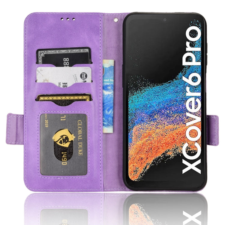 For Samsung Galaxy Xcover 6 Pro Symmetrical Triangle Leather Phone Case