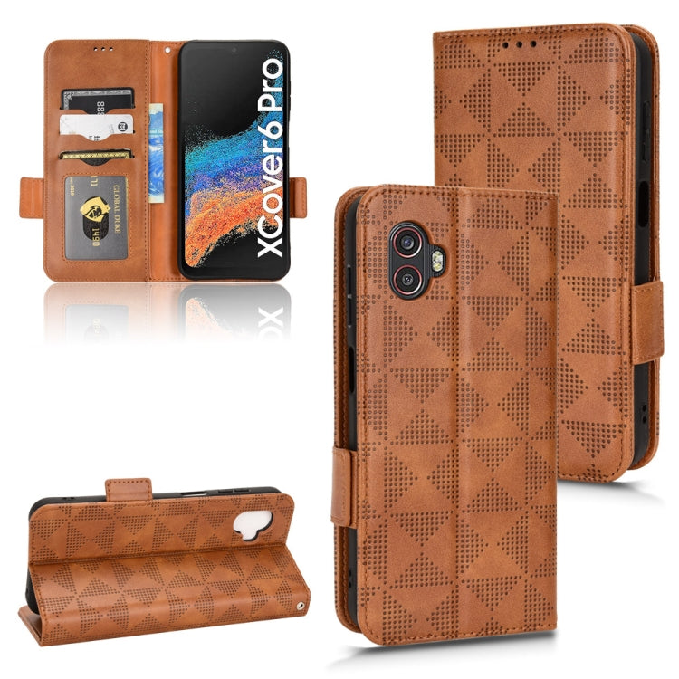 For Samsung Galaxy Xcover 6 Pro Symmetrical Triangle Leather Phone Case