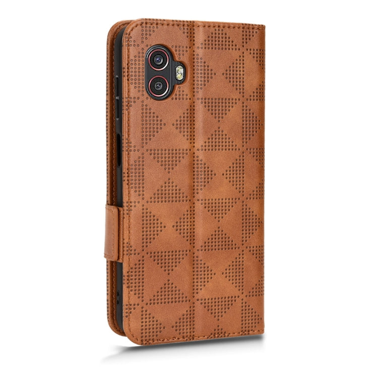 For Samsung Galaxy Xcover 6 Pro Symmetrical Triangle Leather Phone Case