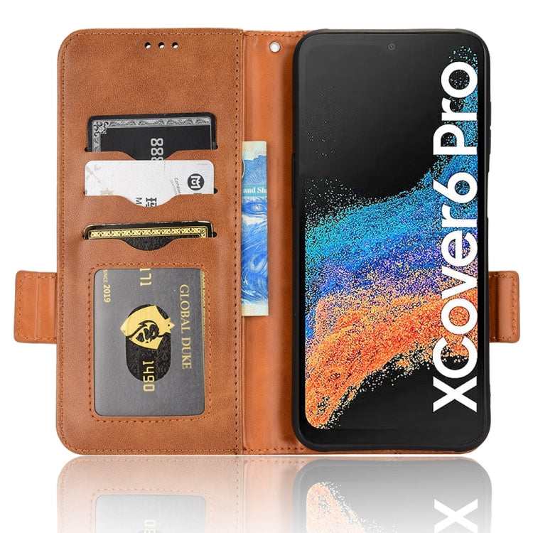 For Samsung Galaxy Xcover 6 Pro Symmetrical Triangle Leather Phone Case