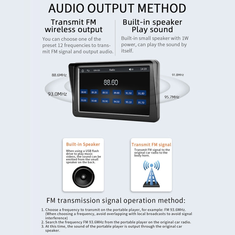 B5300A 7 inch Wireless CarPlay Car Bluetooth MP5 Player, Support Mobile Phone Interconnection