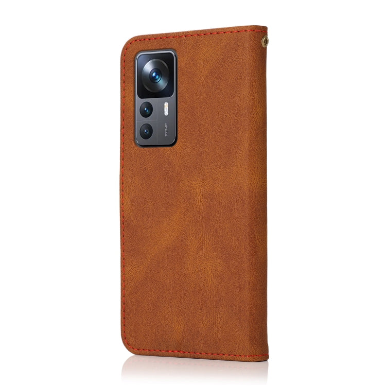 For Xiaomi Redmi K50 Ultra / Xiaomi 12T Pro / 12T Dual-color Stitching Leather Phone Case