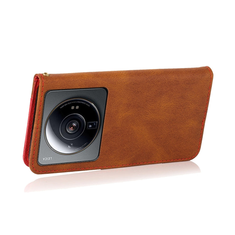 For Xiaomi 12S Ultra Dual-color Stitching Leather Phone Case