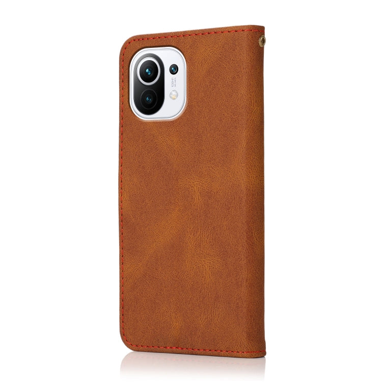 For Xiaomi Mi 11 Lite Dual-color Stitching Leather Phone Case