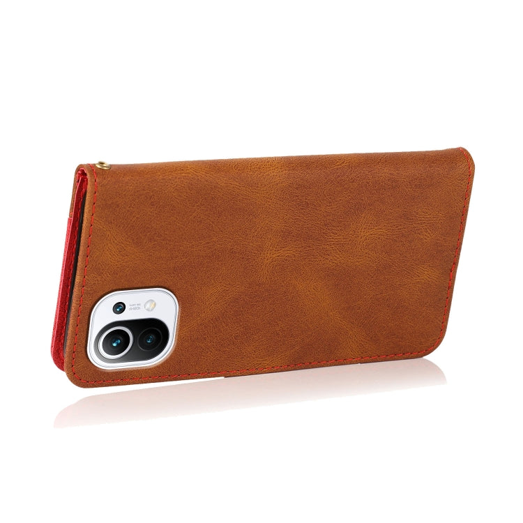For Xiaomi Mi 11 Lite Dual-color Stitching Leather Phone Case