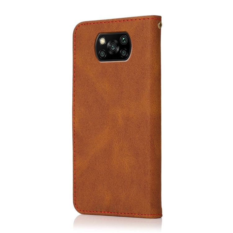 For Xiaomi Poco X3 Dual-color Stitching Leather Phone Case