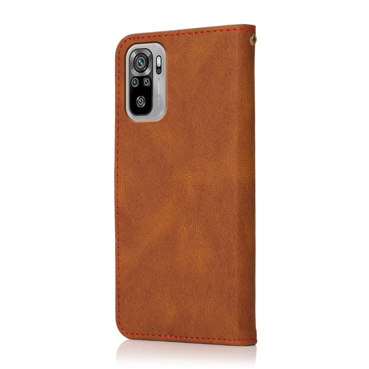 For Xiaomi Redmi Note 10 Dual-color Stitching Leather Phone Case
