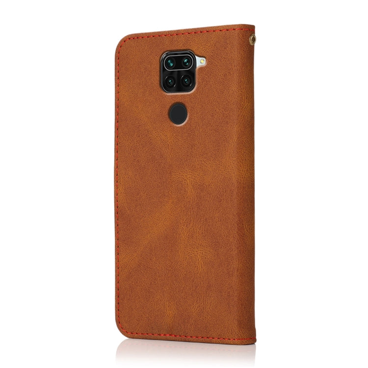 For Xiaomi Redmi Note 9 Dual-color Stitching Leather Phone Case