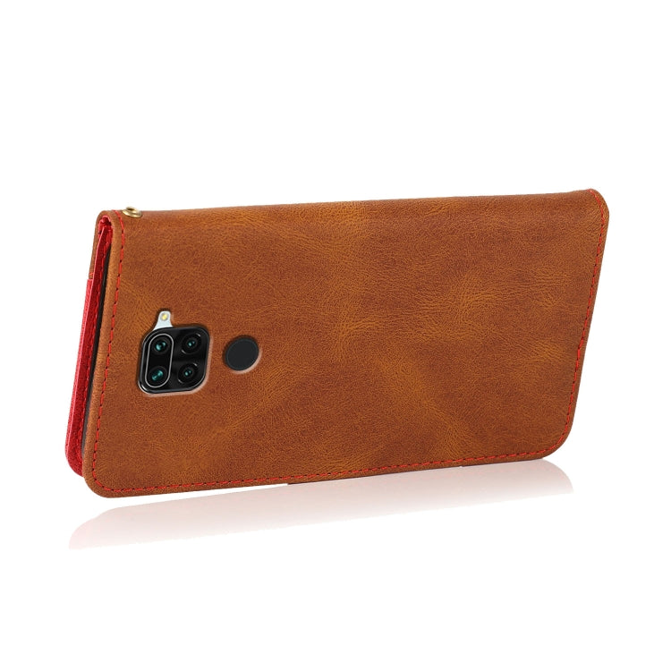 For Xiaomi Redmi Note 9 Dual-color Stitching Leather Phone Case