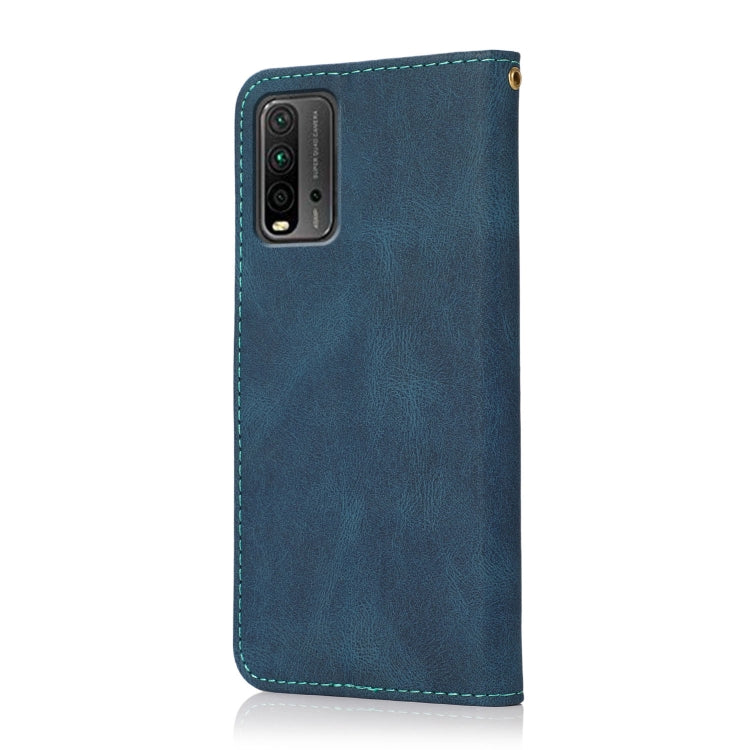 For Xiaomi Redmi 9T Dual-color Stitching Leather Phone Case