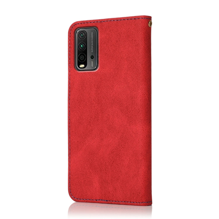 For Xiaomi Redmi 9T Dual-color Stitching Leather Phone Case