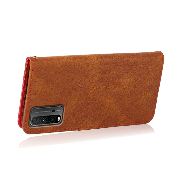 For Xiaomi Redmi 9T Dual-color Stitching Leather Phone Case