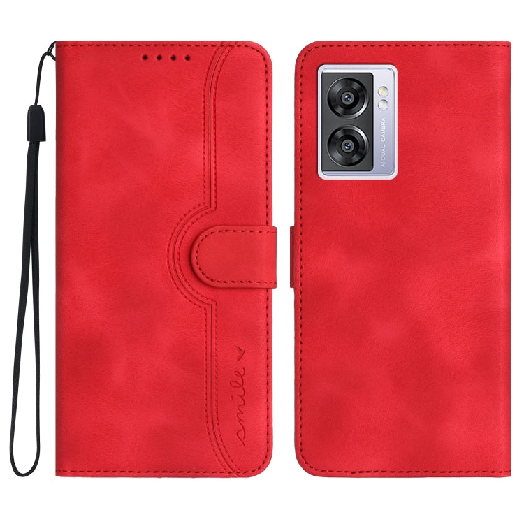 For OPPO A57 5G 2022/Realme V23 Heart Pattern Skin Feel Leather Phone Case