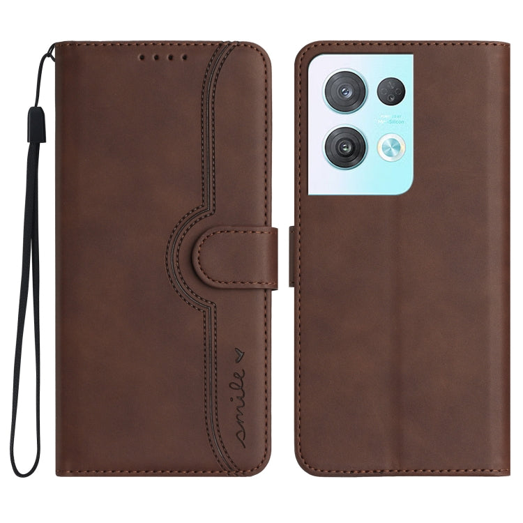 For OPPO Reno8 Pro 5G/Reno8 Pro+ 5G Heart Pattern Skin Feel Leather Phone Case
